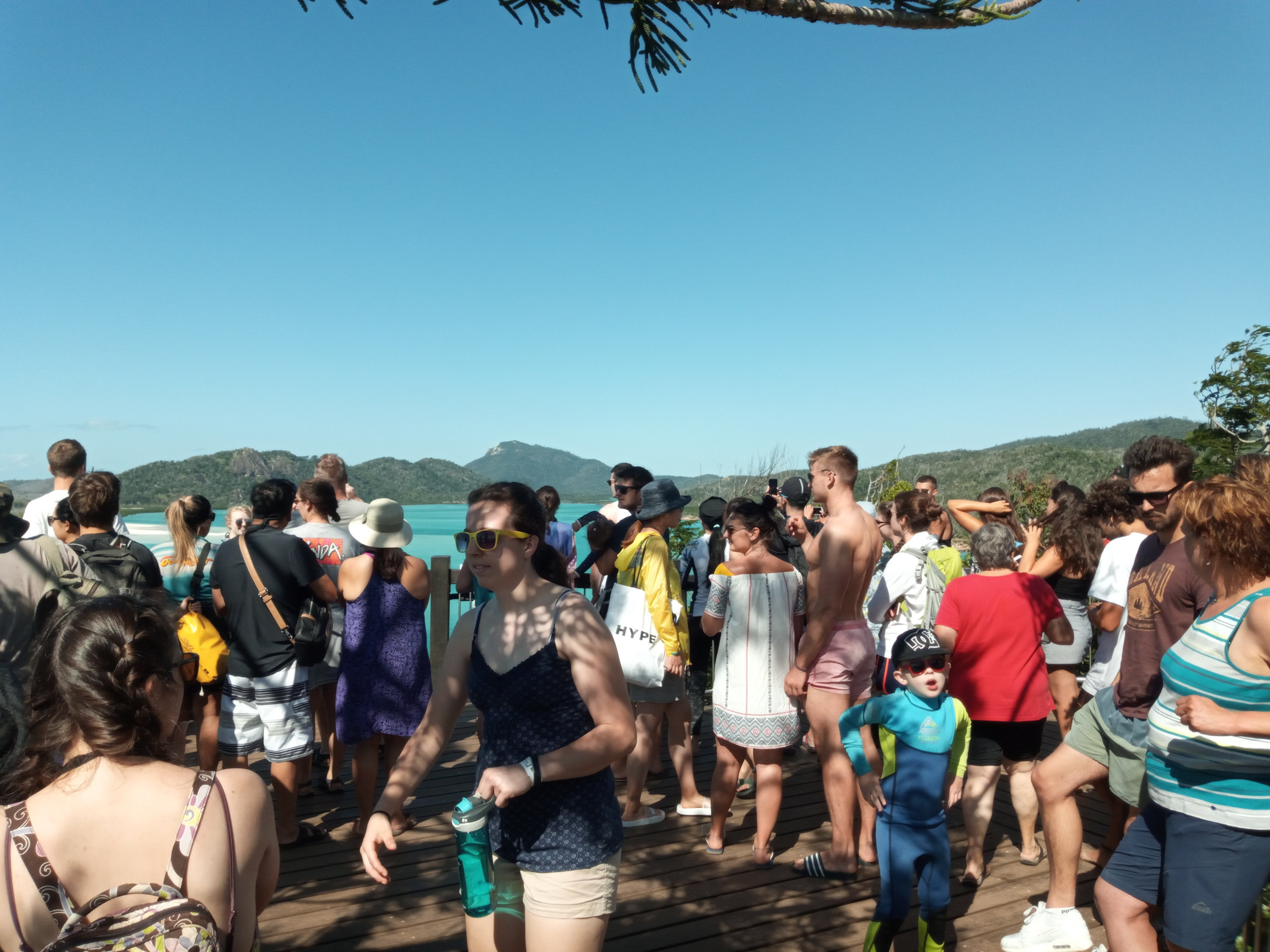 Large Crowds of Tourists Crowd the Whitsundays National Park Lookout